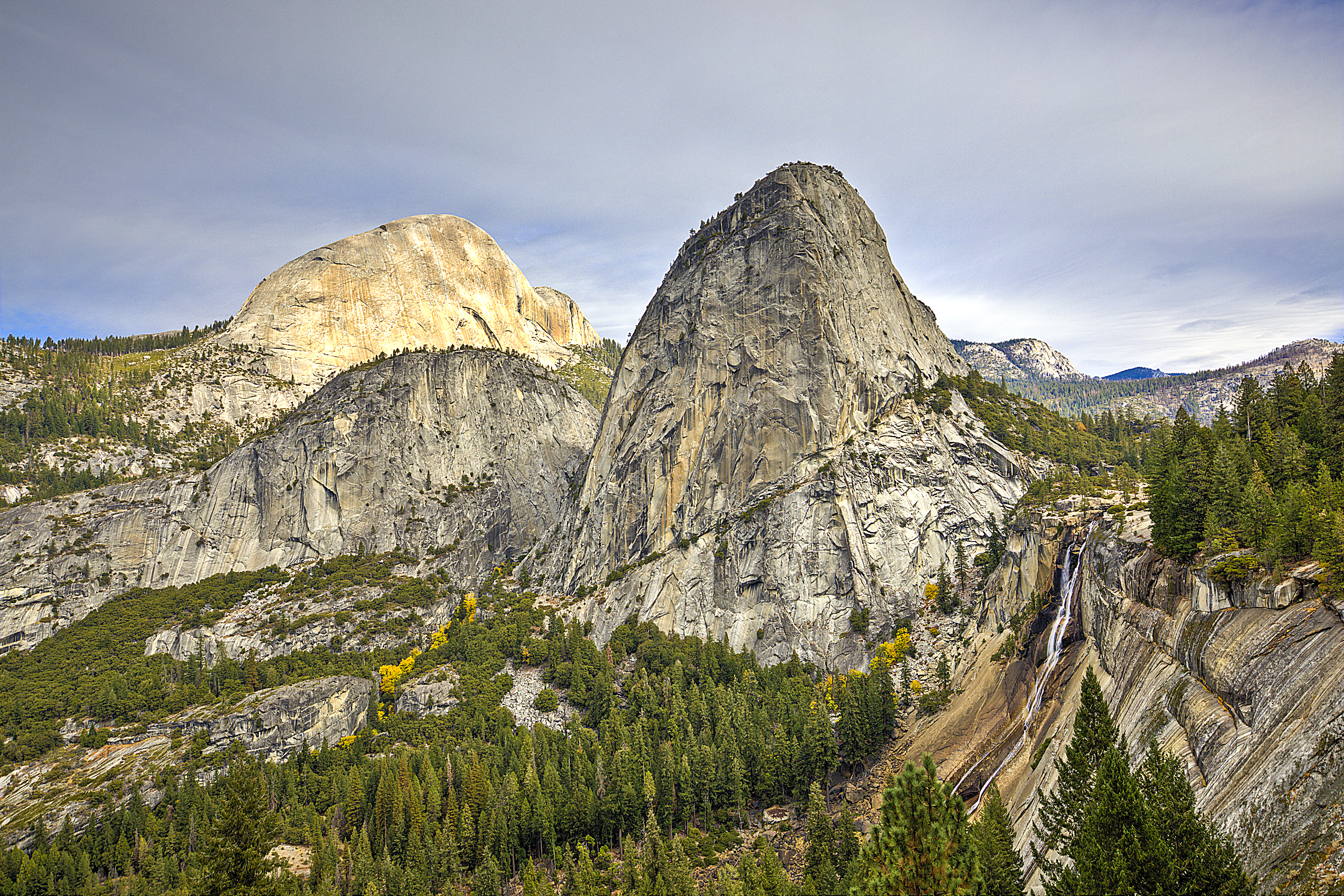 Nevada Falls and the Liberty Cap.  Taken near the juncture between the Mist Trail and the John Muir Trail.
