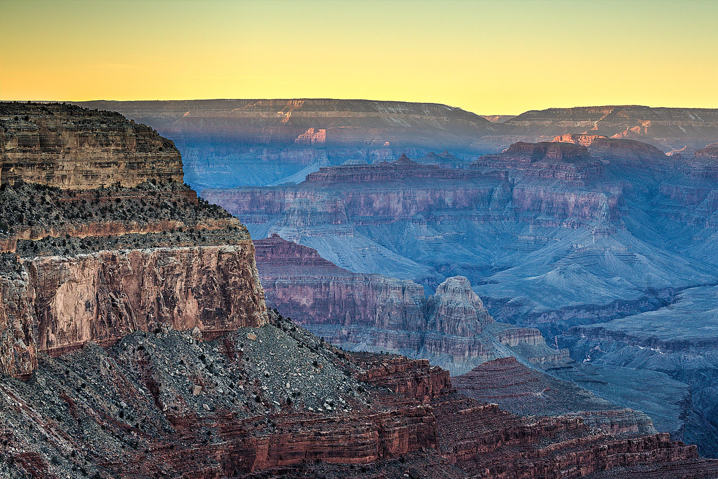 The Sun Rises over the South Rim of the Grand Canyon