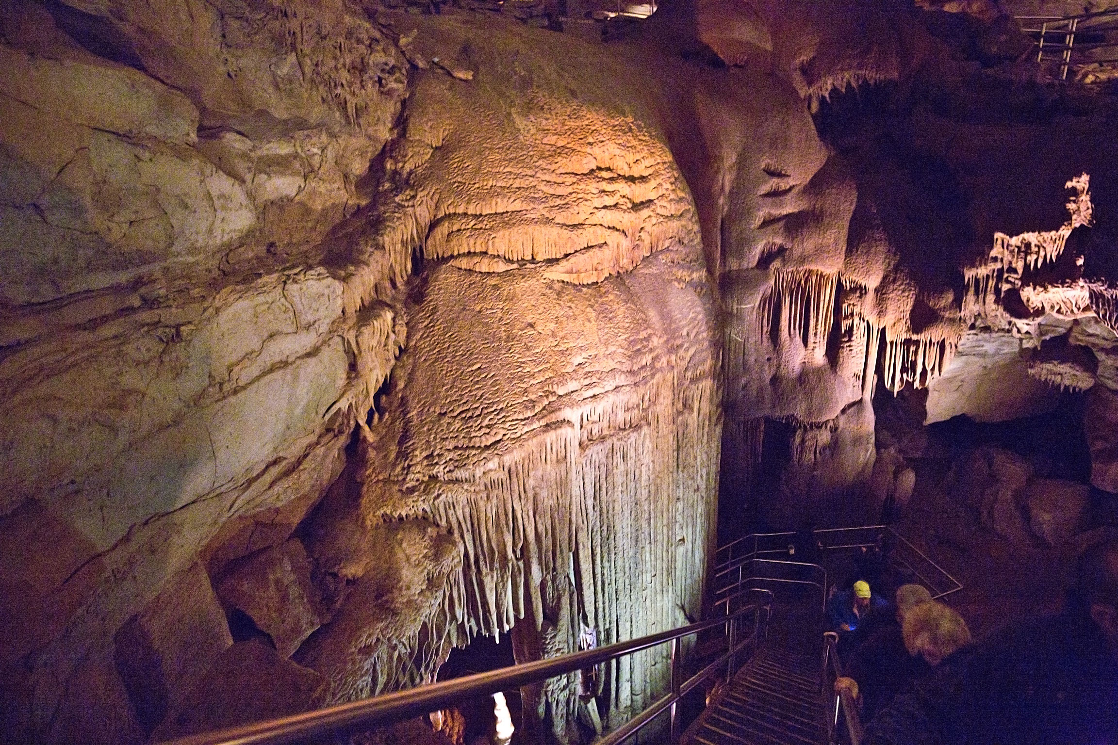 Walkway to the Frozen Niagra Cave formation