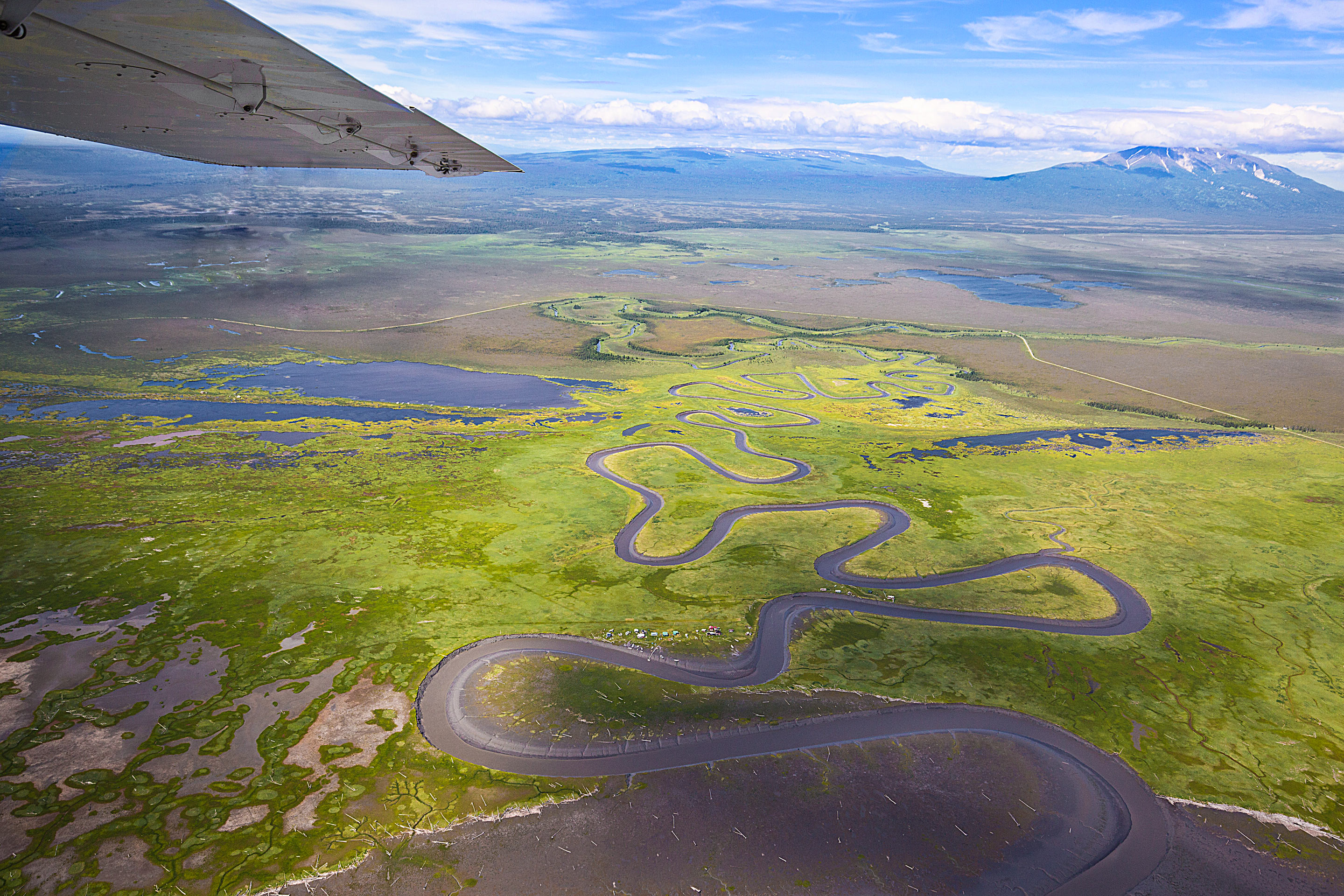 A winding river in Lake Clark