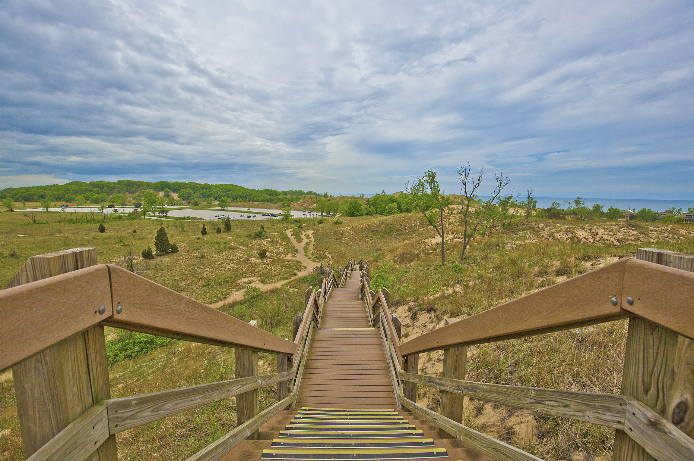 Looking down from the Dune Succession Trail in Indiana Dunes National Park